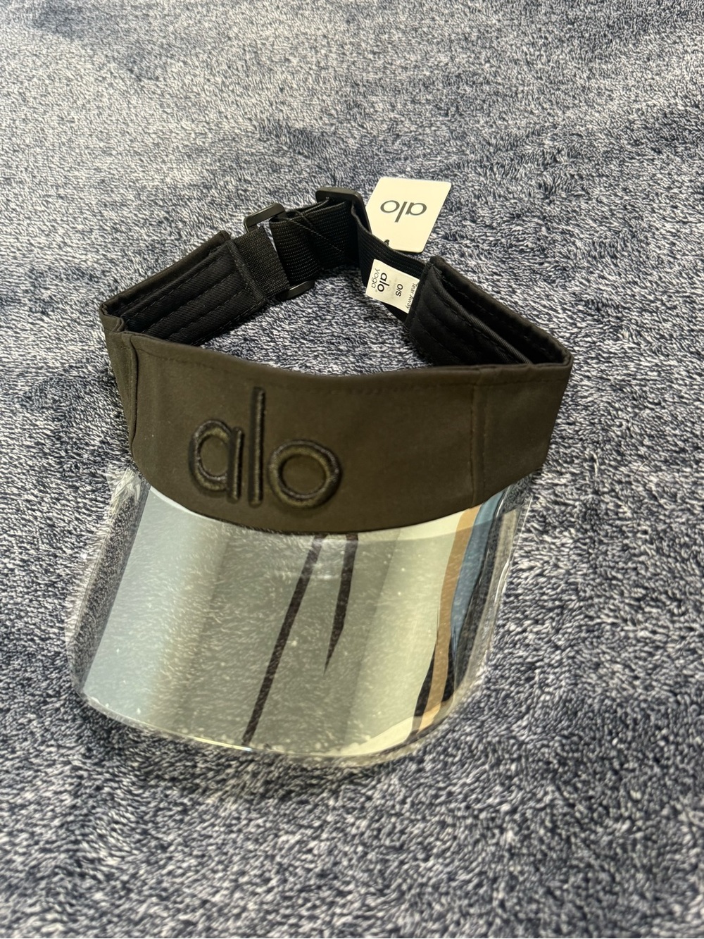 ALO Yoga Black Visor with Clear Iridescent Shield
